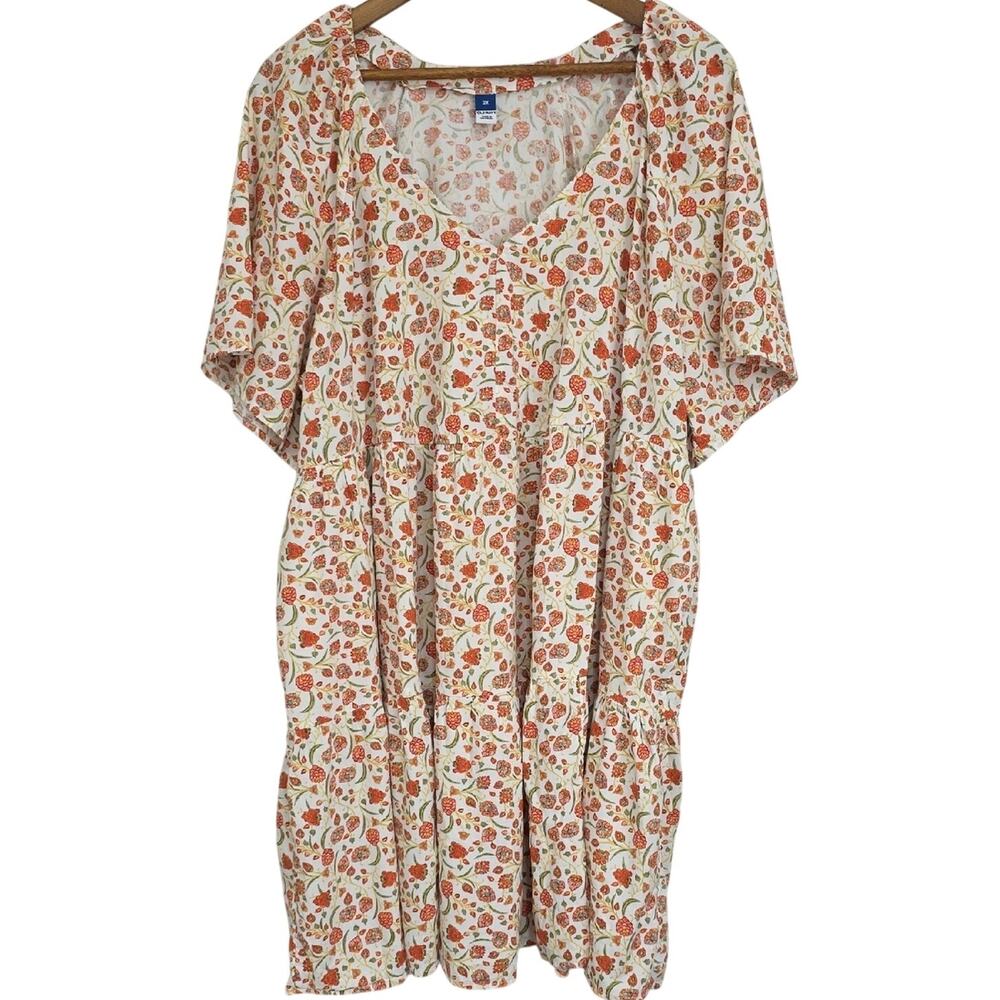 Old Navy Womens Sz 2X Flutter Sleeves Tiered Pockets Fairy Babydoll BOHO Dress